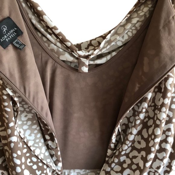 Adrianna Papell Dress Size US 4 Neutral Tan and White Animal Print - Picture 10 of 14